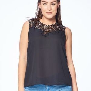 Black crochet detail top
